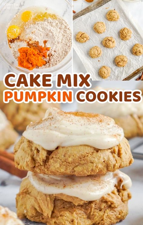 Cake Mix With Pumpkin Puree, Pumpkin Cookies With Cake Mix, Ultimate Desserts, Cookies With Cake Mix, Pumpkin Cake Mix Cookies, Cake Mix Pumpkin, Easy Pumpkin Cheesecake, Iced Pumpkin Cookies, Pumpkin Cake Mix