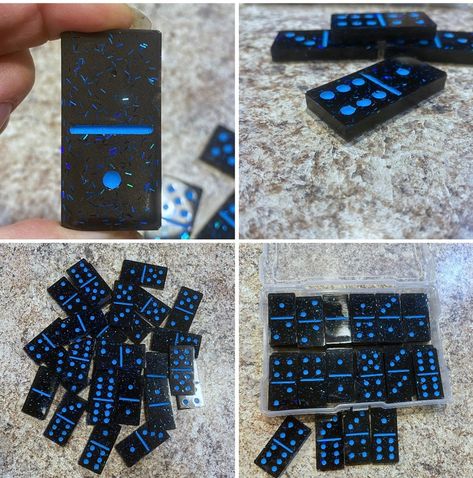 Glitter Tile, Resin Dominos, Resin Dominoes, Rec Rooms, Glitter Tiles, Resin Arts, Case Resin, Domino Art, Tiles Game