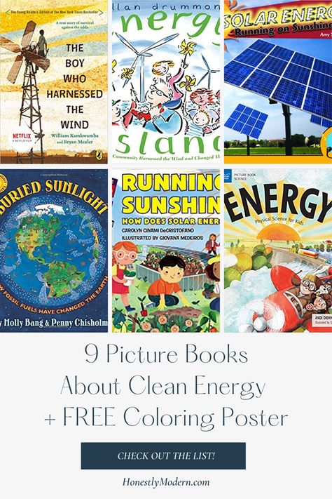 The list of picture books about energy includes non-fiction books about how energy and electricity work, inspiring stories about children who helped their local communities build novel renewable energy sources, and how electricity and energy can transform communities and open opportunities for prosperity. Good Energy Book, Forms Of Energy Activities 1st Grade, Renewable Energy For Kids, Renewable Energy Sources Poster, William Kamkwamba, Energy Pictures, Energy Kids, What Is Energy, How Solar Energy Works