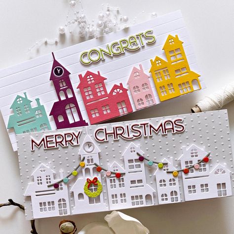 SNEAK PEEK 🥳 Who’s ready for the next release?! It’s going to be all about Christmas! Here I’ve used: • Christmas Village die set •… | Instagram Christmas Village Card, Handmade Cards Diy, Christmas Cover, Embossed Paper, Scrapbooking Diy, Christmas Tag, Christmas Village, Xmas Cards, Paper Cards