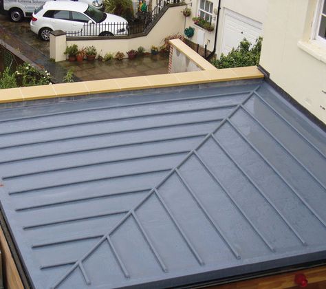 Grp roof with mopstick detail Flat Roof Materials, Timber Extension, Grp Roofing, Cantilever Carport, Flat Roof Repair, Flat Roof Extension, Water Proofing, Roof Ideas, Fibreglass Roof