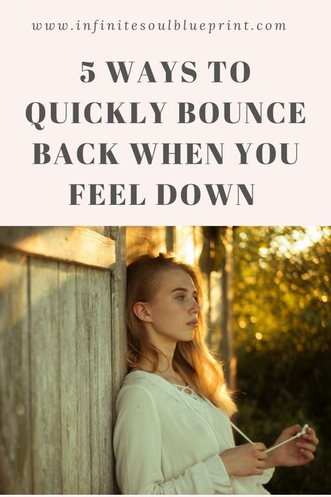 Have you ever experienced feeling really good for a while followed by a period of feeling down? It is perfectly normal to go through ups and down with your emotions and there is nothing wrong with you. However, if you want to rebound quicker and get back to those good feeling vibes when you feel down, there are some things you can do to quickly shift your energy. Feeling Ignored, An Old Soul, Good Feeling, Soul Connection, Bounce Back, Look Older, Old Soul, Feeling Blue, Feeling Down