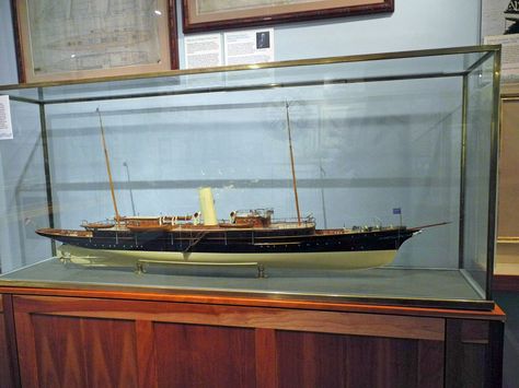 The U.S. Navy's website has quite a story on this sleek yacht: Corsair, a 1600-ton (displacement) steam yacht, was built in 1899 at Hoboken, New Jersey, for New York financier J.P. Morgan, who once commented (in effect, and presumably based on close personal experience with the subject) that if somebody had to ask what it cost to keep a steam yacht, they could not afford it. Morgan was clearly not a member of that class. In any case, the Navy could afford it, at least in time of war, and ... Steam Yacht, Navy Website, S Later, Nautilus Submarine, Sail Ships, Hoboken New Jersey, J P Morgan, Mystic Seaport, Wooden Ship Models