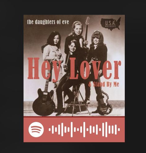 This is the Spotify code for the daughters of Eve hey lover, I couldn’t find it anywhere else, so I just made my own lol. #spotify #straykids #aesthetic #1 #slay Hey Lover Daughters Of Eve, Lover Spotify, Hey Hey Hey Lover, Indie Playlist, The Daughters Of Eve, Vision Board Project, 90s Room, Straykids Aesthetic, 30 Day Song Challenge