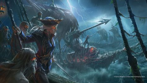 ArtStation - Artwork done for the DLC of Total war: Curse of the vampire coast, Helder ALMEIDA Vampire Coast, Total Warhammer, Vampire Counts, Pirates Cove, Sea Of Thieves, Pirate Art, Fantasy Battle, Warhammer Art, Pirate Life