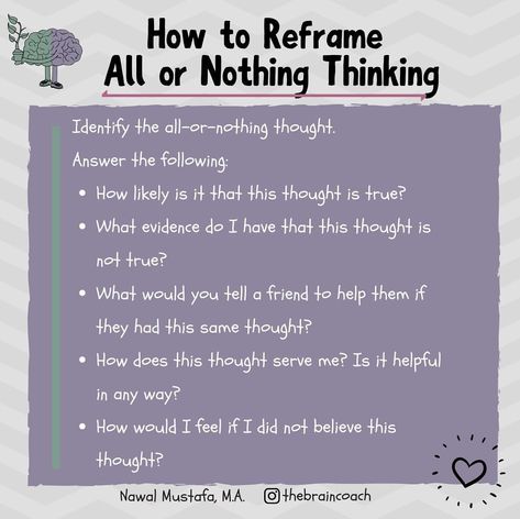 Cognitive Rigidity is the inability to change behavior or beliefs when they are ineffective in order to reach your objective. All or nothing thinking and ruminating over unmet expectations can cause difficulties in one's life and relationships. We're here to help you fix your mind of the things of heaven so you can live the Abundant Life God desires for you. LivingWatersTherapy.org #nevergothirsty All Or Nothing Thinking, Elementary School Counseling Office, Change Behavior, Black And White Thinking, Counseling Techniques, Clinical Social Work, Child Therapy, Journaling Prompts, Counseling Resources