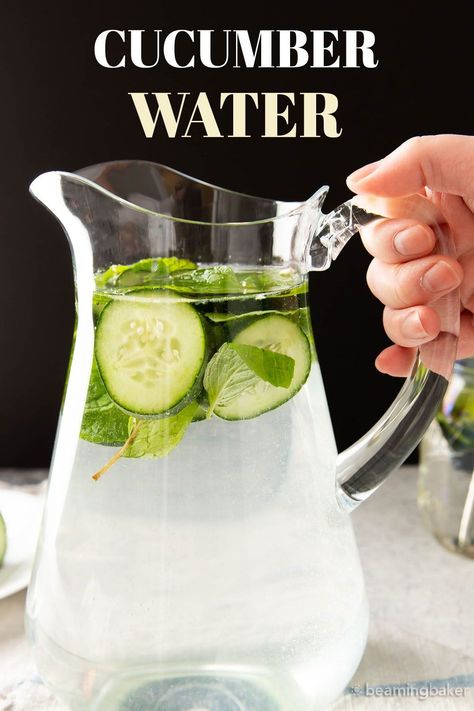 Cucumber Water from Beaming Baker. Quench your thirst with this super simple to make detoxifying cucumber mint water! Just a few minutes & simple ingredients for the best Cucumber Water. Cucumber Mint Water, Cucumber Water Recipe, Potassium Rich Foods, Mint Water, Cucumber Water, Refreshing Drinks Recipes, Healthy Recipes Easy Snacks, Gluten Free Vegan Recipes, Easy Drinks