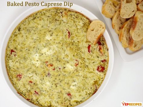 Caprese Dip, Italian Appetizer, Pesto Dip, Buttermilk Fried Chicken, Appetizer Dishes, Egg Roll Recipes, Coleslaw Mix, Types Of Cheese, Mediterranean Dishes