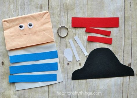 Pirates Crafts, Pirate Crafts Preschool, Pirate Craft, Homemade Pirate Costumes, Summer Crafts For Toddlers, Pirate Activities, Pirate Crafts, Insect Crafts, Puppets For Kids