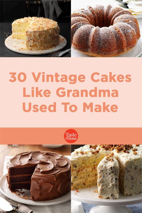 1920s Cake Recipes, Old Lady Birthday Cakes, Old School Baking Recipes, Grandmas Birthday Cake, Retro Recipes 1960s Vintage Food, 1950s Desserts, Homemade Cakes Recipes, Grit Cakes Recipe, Vintage Cake Recipes