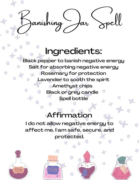 Banish negative energy using this simple jar spell. Full spell guide on Etsy. Protection Spell Recipe, Herbs For Banishing Negativity, Energy Protection Spell Jar, Let Go Spell Jar, Put Them In A Jar Spell, Repel Negativity Spell Jar, Release Negative Energy Spell Jar, Mini Protection Jar Spells, Banish Negative Energy Spell Jar