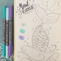 Mermaid Mood Tracker, Bujo Tracker, Beach Journal, Boulet Journal, Tracker Ideas, Bullet Journal Notebook, Journaling Ideas, Mood Tracker, Bullet Journaling