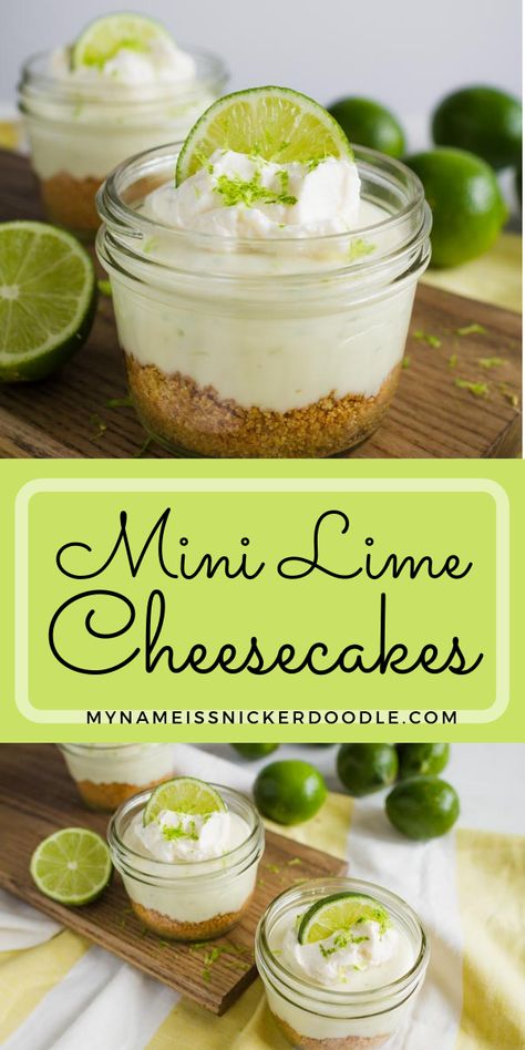 No Bake Key Lime Cheesecake In A Jar, Mini No Bake Key Lime Pie, Key Lime Cheesecake Shooters, No Bake Mini Key Lime Cheesecake, Key Lime Shooters Recipe, Key Lime Mini Cheesecakes, Mini Lime Cheesecakes, Key Lime Cheesecake Cups, Mini Key Lime Cheesecakes