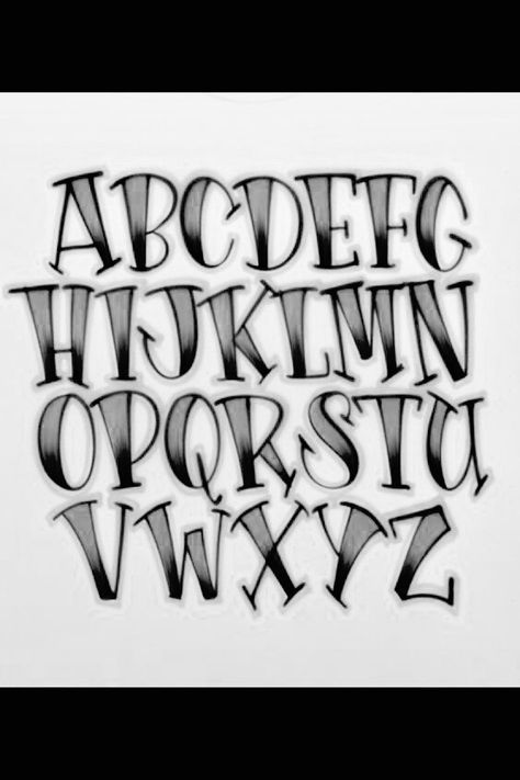 Letras Cool, Tattoo Lettering Alphabet, Hand Lettering Alphabet Fonts, Alfabet Font, Tattoo Fonts Alphabet, Graffiti Lettering Alphabet, Lettering Styles Alphabet, Tattoo Lettering Design, Tattoo Lettering Styles