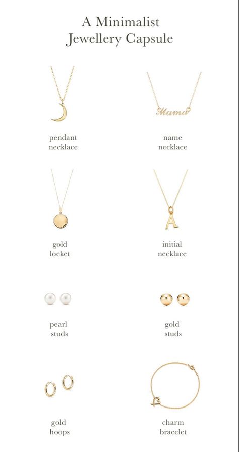 Good Jewellery Aesthetic, Minimalist Fashion Jewelry, Capsule Jewellery Collection, Jewelry Accessories Minimalist, Gold Jewelry Essentials, Simple Accessories Minimalist, Gold Jewelry Capsule, Minimalist Jewellery Aesthetic, Accessories Capsule Wardrobe