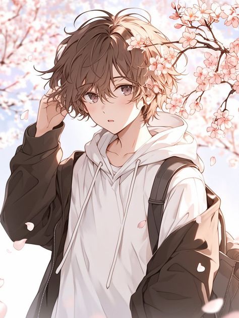 Cute Anime Character Boy, Cozy Pfp Aesthetic, Pretty Anime Boy, Soft Anime Boy, Anime Cute Boy, Cute Anime Boys Kawaii, Brown Hair Guy Art, Looking Down At Camera Reference, Brown Hair Anime Boy