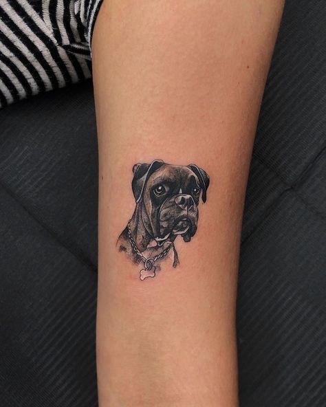 Boxer Dog Tattoo, Boxer Tattoo, Tasteful Tattoos, Birth Flower Tattoos, B Tattoo, Foot Tattoo, Dog Tattoo, Foot Tattoos, Dog Tattoos