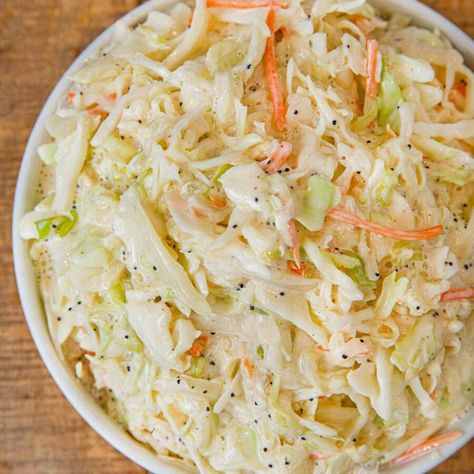 Freezer Slaw Recipe, Vinegar Slaw Recipe, Sweet Coleslaw Recipe, Summer Sides Recipes, Sweet Coleslaw, Cookout Dishes, Coleslaw Dressing Recipe, Best Coleslaw Recipe, Vinegar Coleslaw