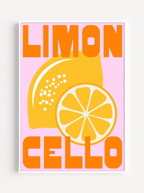 Introduce a touch of vintage charm to your home with our Retro Limoncello Poster. The bold typography captures the spirit of Italy's famous lemon liqueur, while the vibrant colors add an eye-catching element to any room. A must-have for any limoncello lover or lover of Italian culture. Lofi Art, Cocktail Illustration, Italian Culture, Design Posters, Bold Typography, Flower Market, Art Tips, Liqueur, Matilda