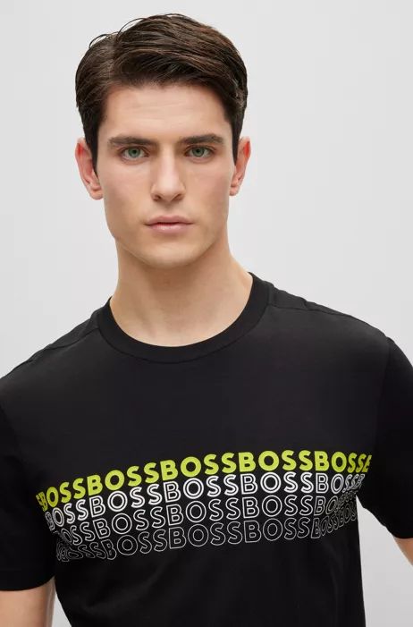 Men's Print T-Shirts | HUGO BOSS Boss Tshirt, Corporate Uniforms, Gym Outfit Men, Tshirt Design Men, Boys Graphic Tee, Polo Club, Gym Outfit, Print T Shirts, Hugo Boss