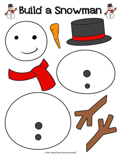 Colored Build a Snowman – Kids Activities – Mrs. Merry_opt Snowman Parts Free Printable, Merry Christmas Crafts For Kids, Snowman Arts And Crafts For Kids, How To Build A Snowman, Free Christmas Crafts For Kids, Paper Snowman Craft For Kids, Snow Man Craft For Kids, Free Snowman Printables, Christmas Activities For Kids Preschool