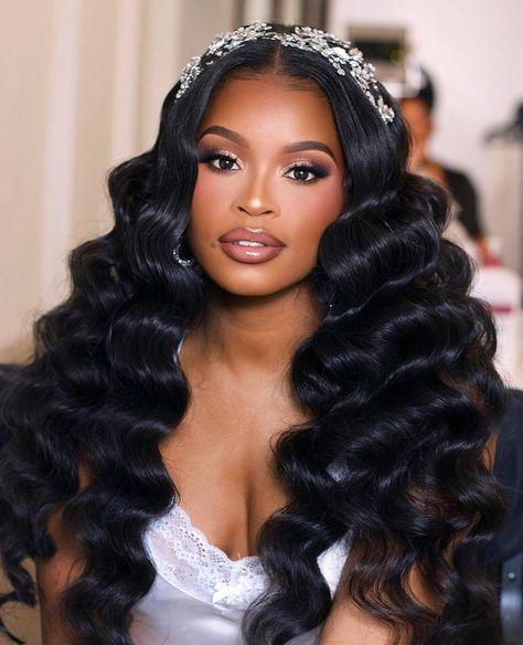 Colored Wigs For Black Women, Black Brides Hairstyles, Black Bridal Makeup, Ali Grace Hair, Natural Hair Wedding, Ali Grace, Bridal Hair Down, Black Wedding Hairstyles, Bridal Hair Inspiration