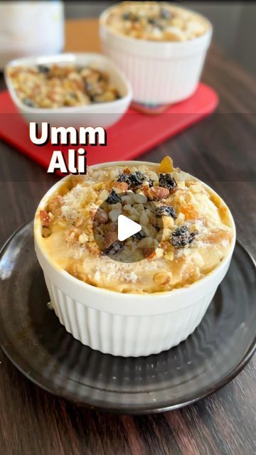 Raj on Instagram: "Umm Ali / Omm Ali - a rich Egyptian 🇪🇬 dessert that’s so easy to make and absolutely delicious   I have made this same recipe with croissants and last time with baguette, but using puff pastry is highly recommended   #dessertslover #ummali #egyptiancuisine #middleeasterncuisine #dessertrecipe #iftarrecipe #foodlovers" Recipe With Croissants, Um Ali Recipe, Arabic Dessert Recipes, Umm Ali Recipe, Umm Ali, Arabic Desert, Egyptian Desserts, Using Puff Pastry, Arabic Desserts