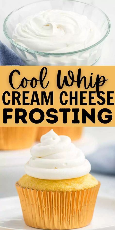 Whip Cream And Cream Cheese Frosting, Icing Using Cool Whip, Cream Cheese Whip Cream Frosting, Cool Whip Cake Icing, Cool Whip Cupcake Frosting, Cream Cheese And Cool Whip Icing, Cream Cheese Cool Whip Frosting Instant Pudding, Cream Cheese Frosting With Whipped Cream, Cool Whip Frosting Cake