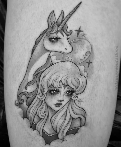 The Last Unicorn Tattoo Ideas, The Last Unicorn Tattoo, Last Unicorn Tattoo, Bratz Tattoo, My Little Pony Tattoo, Unicorn Tattoo Designs, Unicorn Tattoo, Tattoo Appointment, Unicorn Artwork