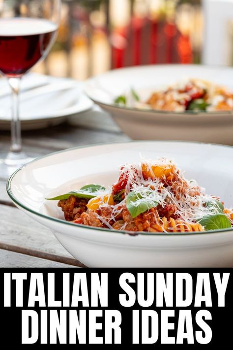 Ideas & Recipes For How to Make an Italian Sunday Dinner Sunday Italian Dinner Ideas, Italian Sunday Dinner Ideas, Italian Sunday Dinner, Sunday Dinner Ideas, Italian Feast, Pasta Dinners, Delectable Desserts, Pasta Lover, Italian Dinner