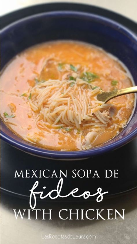 mexican sopa de fideo con pollo Fideo Soup With Chicken, Chicken And Fideo Soup, Sopita With Chicken, Chicken Noodle Soup Mexican, Mexican Chicken Noodle Soup Recipe, Soaps De Fideo, Fido Soup Recipes, Chicken Fideo Soup, Fideo Recipe Mexican With Chicken