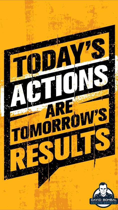 Today's action are tomorrow's result. #DailyMotivation #inspiration #motivation #bestadvice #lifelessons #changeyourmindset Take Action Quotes Motivation, Action Typography, Life Quotations, Iron Man Hd Wallpaper, Coding Quotes, Hubby Love Quotes, Winning Quotes, Rich Quotes, Word Of Encouragement