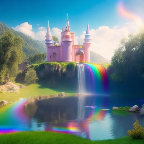 Waterfall Rainbow, Unicorn Land, Rainbow Castle, Unicorn Castle, The Magic Faraway Tree, Rainbow Waterfall, Rainbow River, Faraway Tree, Awesome Houses