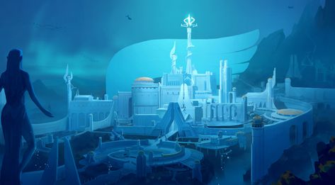 City Concept Art, Underwater Room, Cozy Living Room Design, Underwater City, Water Tribe, Pixel Games, Heaven And Hell, Fantasy City, Magical Places