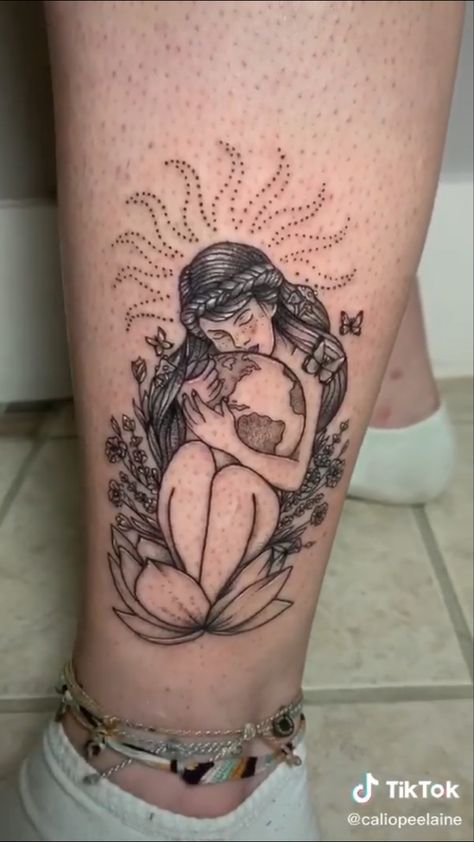 Woman holding Earth, flowers, Earth, spiritual tattoo idea Love The Earth Tattoo, Woman Holding The World Tattoo, Hands Holding Earth Tattoo, Woman Holding Earth Tattoo, Woman Holding World Tattoo, Healer Tattoos For Women, Spiritual Forearm Tattoo, Holding The World Tattoo, World Tattoos For Women