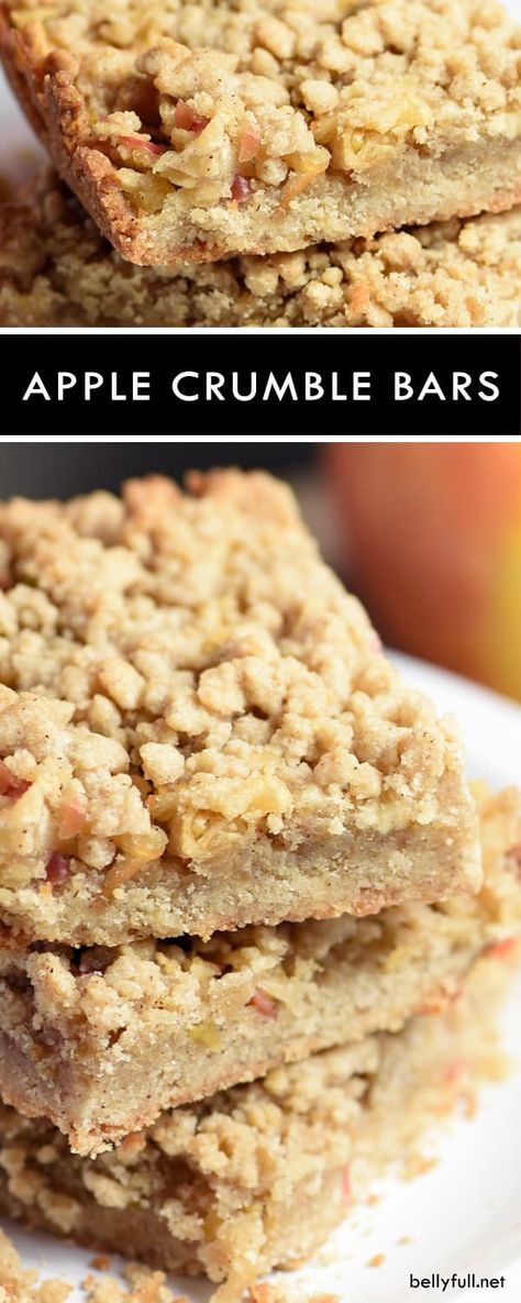 These Apple Crumble Bars are dessert squares that resemble apple pie, with a crumble bottom and top, and shredded cinnamon apples in between. Perfect for Fall baking! Apple Pie Bars Recipe, Apple Crumble Bars, Dessert Squares, Apple Desserts Easy, Apple Pie Bars, Diy Easy Recipes, Crumble Bars, Apple Dessert Recipes, Pie Bars