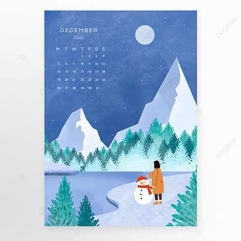 Calendar Landscape, Blue Calendar, Watercolor Calendar, Calendar Background, Landscape Calendar, Landscape Blue, December Calendar, Summer Poster, Background Design Vector