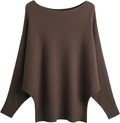 GABERLY Boat Neck Batwing Sleeves Dolman Knitted Sweaters and Pullovers Tops for Women Loose Pullover Sweater, Winter Knit Sweater, Pull Oversize, Bat Wing, Loose Pullover, Sleeves Clothing, Boatneck Sweater, Off Shoulder Tops, Short Sleeved Sweaters