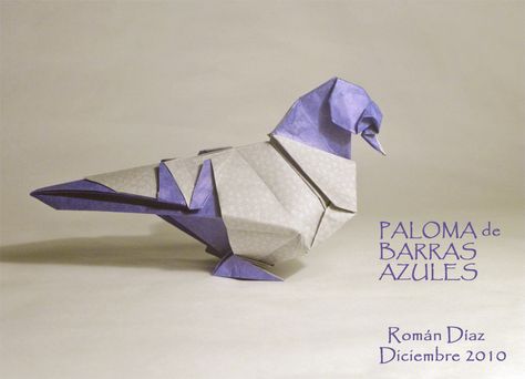 Dosis Diaria de Origami: PALOMA Origami Birds, Origami Artist, Origami And Kirigami, Origami Patterns, Origami Bird, Origami Paper Art, How To Make Origami, Origami Instructions, Paper Birds