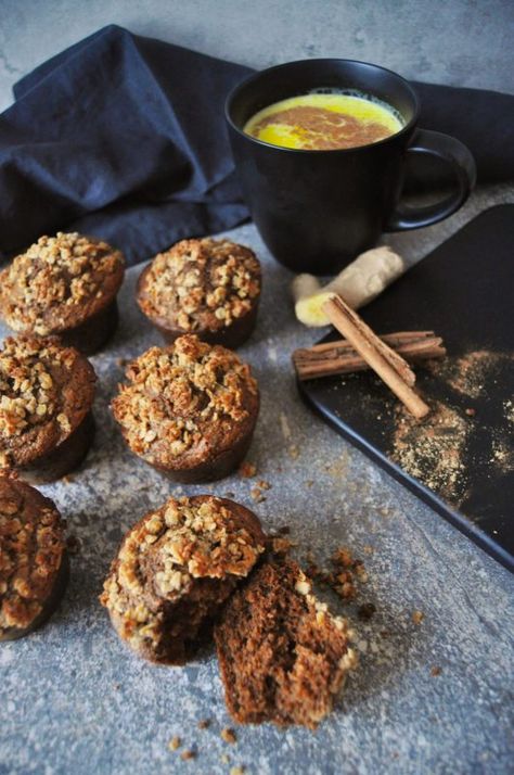 Gingerbread Muffins Healthy, Healthy Gingerbread, Nostalgic Winter, Gingerbread Muffins, Oat Muffins, Turmeric Latte, Protein Muffins, Cookie Flavors, Healthy Muffins