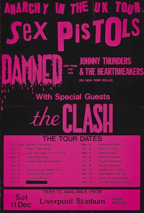 Anarchy In The Uk, Johnny Thunders, Music Concert Posters, Punk Poster, Uk Tour, Rock N’roll, Concert Poster, Punk Music, I'm With The Band