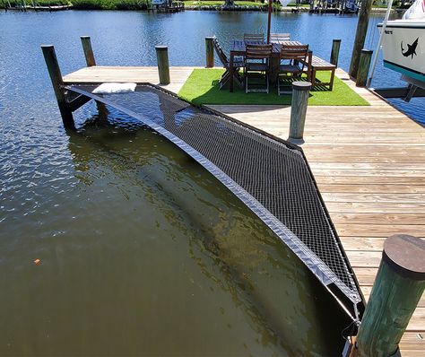 Custom Deck Ideas, Docks On The Lake Ideas, Boat Dock Ideas Lakeside, Houseboats Interiors, Dock Ideas Lakeside, Dock Hammock, Lake Docks Designs, Lake House Dock, Boat Garden