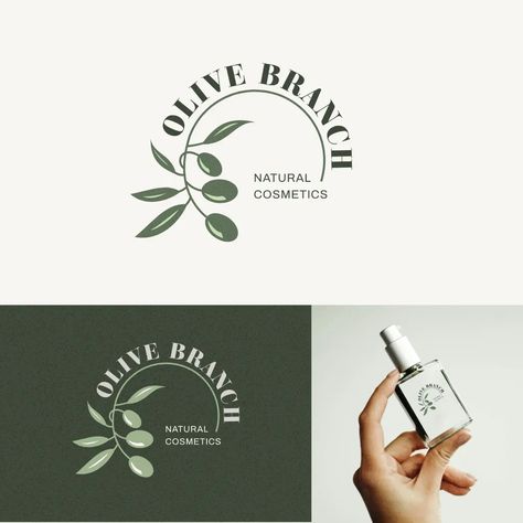 Take your Logo design to the next level by using this Olive branch. Natural cosmetics logo Logo design template by Anna Markovets. Use this ready-to-use Logo design and start designing like a Pro. Natural Cosmetics Logo, Olive Branch Logo, Personal Rebrand, Olive Logo, Spiritual Logo, Cosmetics Logo, Logo Nature, Cosmetic Logo, Elegant Logo