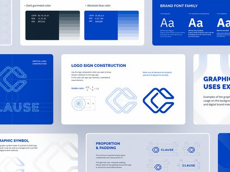 Clause brand identity designed in 2018.  More Clause shots where you can see the logo in action: - Clause Web Design - Dec 5, 2018  - Clause Marketing Website - Jun 10, 2020  We're available for br... Branding Deck, Book Branding, Logo Guidelines, Learning Template, Branding Identity Inspiration, 포트폴리오 레이아웃, Style Guide Design, Brand Manual, Logo Presentation