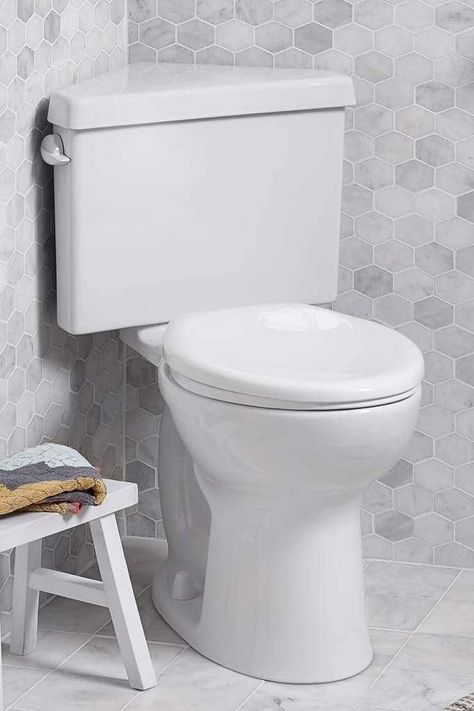 The 6 Best Modern Corner Toilets - Toilet Haven Toilet Dimensions, Grey Toilet, Tiny Bath, Corner Toilet, Barn Living, Bath Renovation, Water Closet, Small Toilet, Bathroom Suites