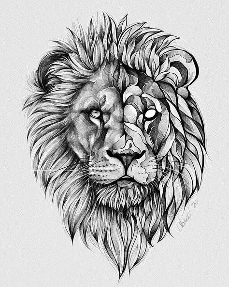 Artist || Logo Maker on Instagram: “King By @tattoo.caspian . Dm for paid feature Tag us at #blackwhte_art ----------------------------------------- Follow @blackwhte_art…” Lion Tattoo Drawing Sketches, Geometric Lion Drawing, Lion Head Tattoo Design, Lions Tattoo, Lion Art Tattoo, Lion Canvas Art, Tier Tattoo, Lion Sketch, Lion Head Tattoos