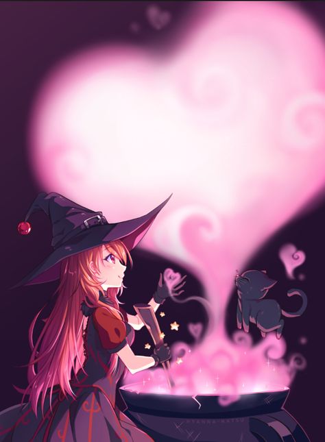 Hyanna Natsu, Magical Love, 2016 Anime, Happy October, Love Potion, Hand Drawn Pattern, Photoshop Art, Artist Names, Witch Hat