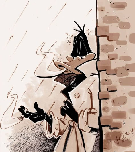 Daffy's wearing a raincoat. by JuneDuck21 on DeviantArt Duck Detective, Looney Tunes Wallpaper, Looney Tunes Show, Looney Tunes Characters, Looney Tunes Cartoons, Classic Cartoon Characters, Cartoon Sketches, Desenho Tattoo, Daffy Duck