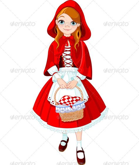 Little Red Riding Hood | Illustration of little red riding hood. EPS 8, JPG (high resolution) Basket Illustration, Sleeping Beauty Ballet, Art Basket, Baby Birthday Party Theme, Fairy Food, Panda Card, Basket Drawing, Birthday Party Printables, Ball Hairstyles