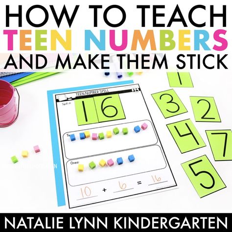 Longer Than Shorter Than Kindergarten, How To Teach Numbers 11-20, Number Practice Preschool 1-20, How To Teach Numbers, Decomposing Teen Numbers Kindergarten, Teen Numbers Activities, Teaching Numbers 11-20, Teen Numbers Anchor Chart, How To Teach Addition To Kindergarten